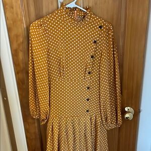 SHEIN Yellow Bishop Sleeve Mock Neck Dress